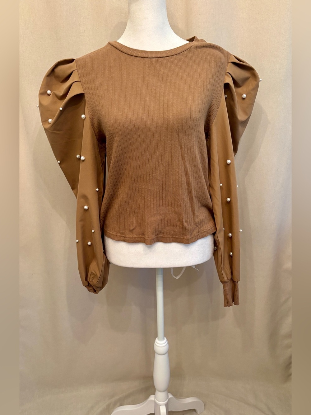 SHEIN Curve Ribbed Puff-Sleeve Top — Size 2XL